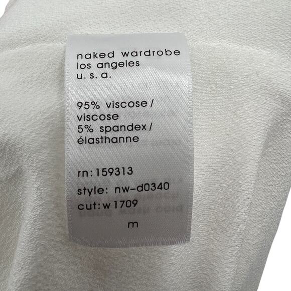 Naked Wardrobe Womens White High Neck Cut-Out Long Sleeve Dress Size Medium M - Picture 9 of 11